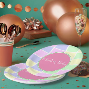 Prato De Papel Pastel Personalizado   Nome Personalizado Festa de