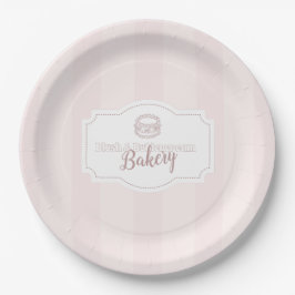 Prato De Papel Pastel Pink Cake Bakery Personalizado