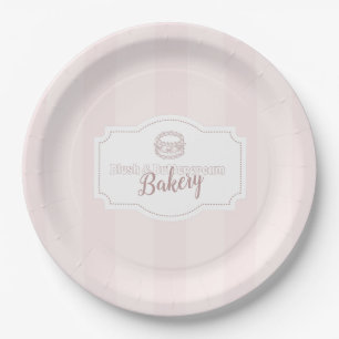 Prato De Papel Pastel Pink Cake Bakery Personalizado
