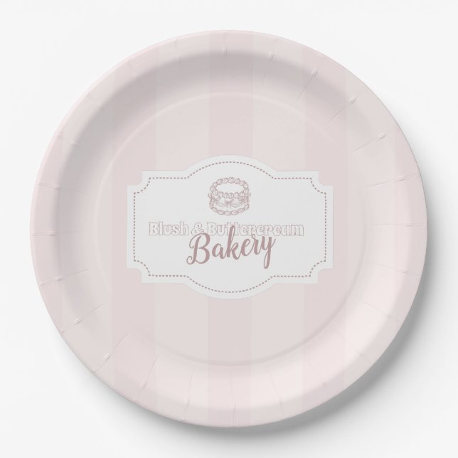 Prato De Papel Pastel Pink Cake Bakery Personalizado (Frente)
