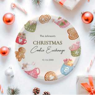 Prato De Papel Pastel Playful Natal Cookie Exchange Party