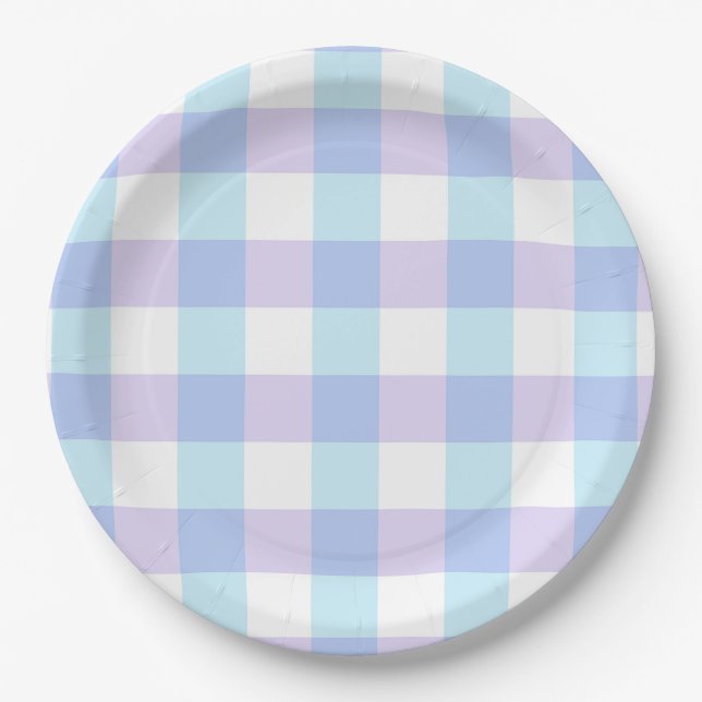 Prato De Papel Pastel Purple Gingham (Frente)