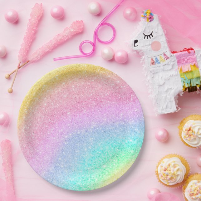 Prato De Papel Pastel Rainbow Ombre (Festa)