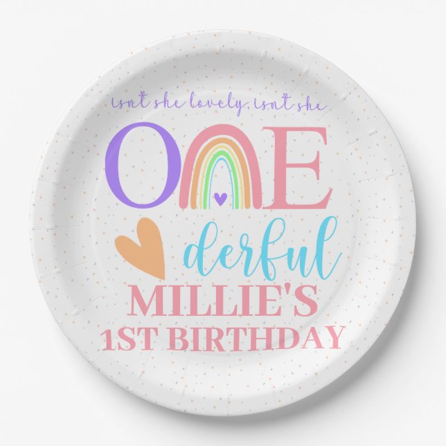 Prato De Papel Pastel Rainbow Paper Plates & Bowls (Frente)