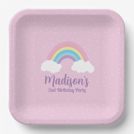 Prato De Papel Pastel Rainbow Pink Plate
