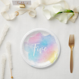 Prato De Papel Pastel Rainbow Watercolor