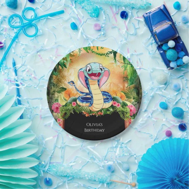 Prato De Papel Pastel Reptiles Cobra Birthday (Festa)