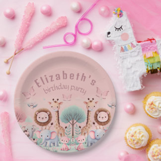 Prato De Papel Pastel Safari - Selva de Aquarela |