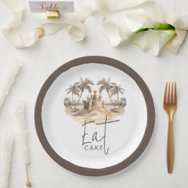 Prato De Papel Pastel Sand Elegant Beach Party Comer Cake