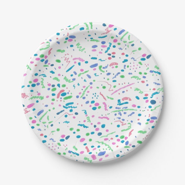 Prato De Papel Pastel Splatter Confetti Impressão (Frente)