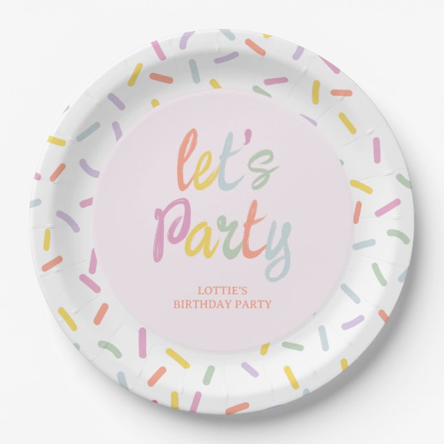Prato De Papel Pastel Sprinkles Birthday  (Frente)