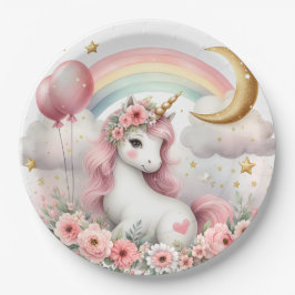 Prato De Papel Pastel Unicorn