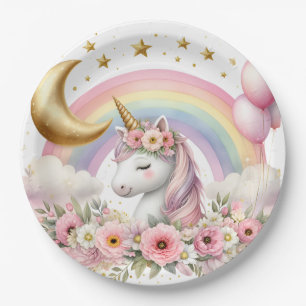 Prato De Papel Pastel Unicorn