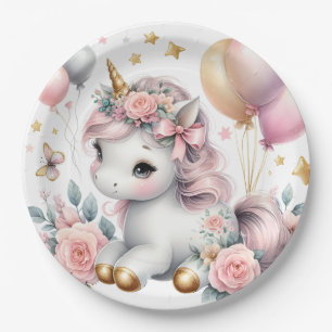 Prato De Papel Pastel Unicorn