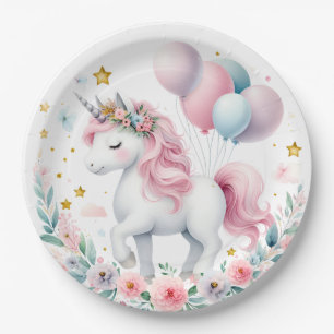 Prato De Papel Pastel Unicorn