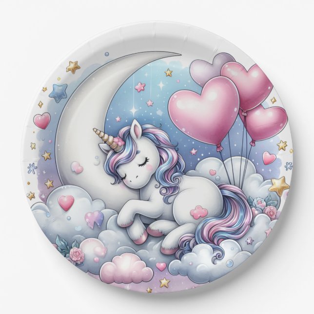 Prato De Papel Pastel Unicorn (Frente)