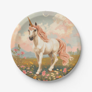 Prato De Papel Pastel Unicorn Paper Plates de Estilo Vintage