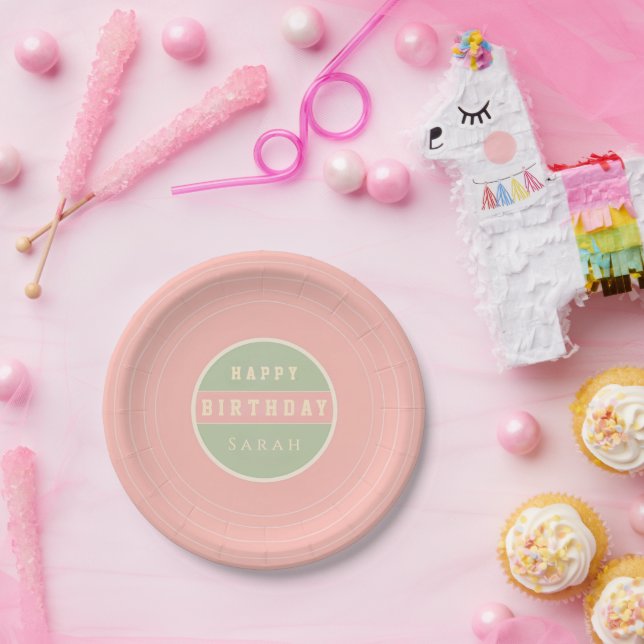 Prato De Papel Pastel Vinyl Record Birthday Paper Plates (Festa)