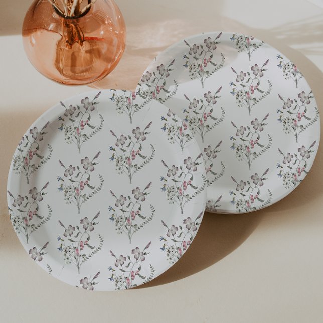 Prato De Papel Pastel Wildflower (Pastel Wildflower Paper Plates by Painted Paperie
)