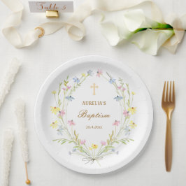 Prato De Papel Pastel Wildflower Baptism