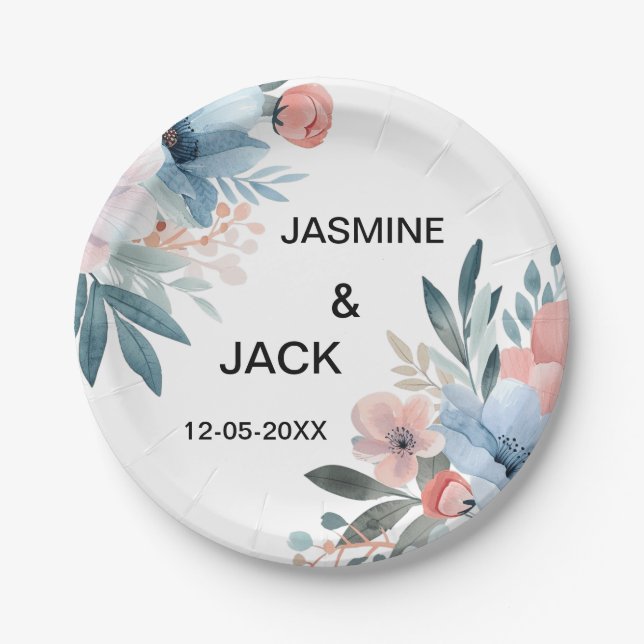 Prato De Papel Pastel Wildflower Frame Weding (Frente)