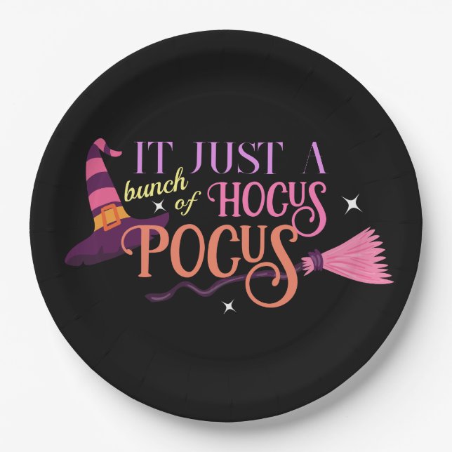 Prato De Papel Pastel Witch Hocus Pocus Halloween Broomstick (Frente)