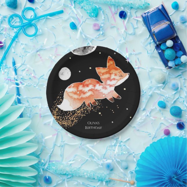 Prato De Papel Pastel Woodland Fox Birthday (Festa)