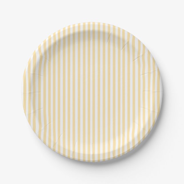 Prato De Papel Pastel Yellow Stripes (Frente)