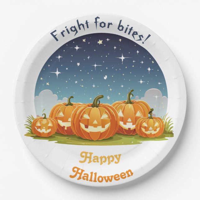 Prato De Papel Patch de Abóbora Feliz Halloween (Frente)
