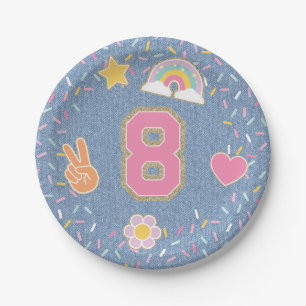 Prato De Papel Patch Preppy Denim Jean Jaqueta 8º aniversário