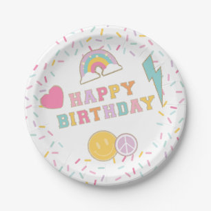 Prato De Papel Patch Preppy - Letra Birthday Paper Plates