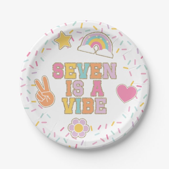 Prato De Papel Patch Preppy Seven é um Aniversário Vibe (Frente)