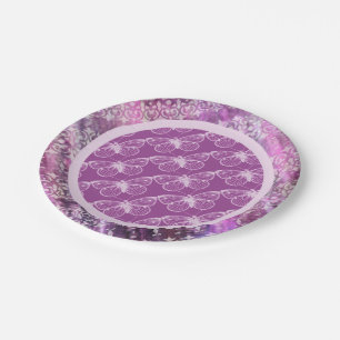 Prato De Papel Patina roxo: Borboletas