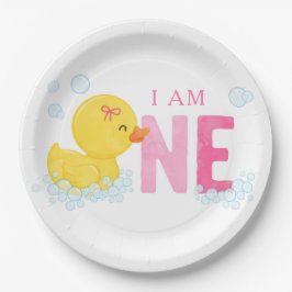Prato De Papel Pato de Borracha Primeiro Aniversário