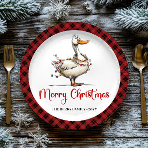Prato De Papel Pato de Natal Engraçado Cartoon Caprichoso Festa