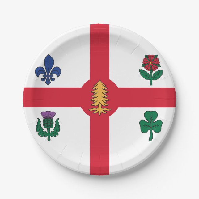 Prato De Papel Patriotic paper plate with flag of Montreal (Frente)