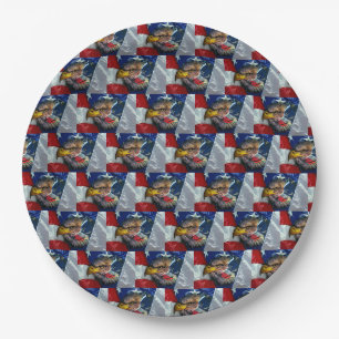 Prato De Papel Patriótica Americana Flag Bald Eagle Wolf