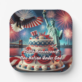 Prato De Papel Patriótico 250º Aniversário, Aniversário dos EUA