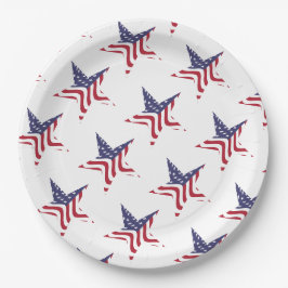 Prato de Papel Patriótico Bandeira Americana Estre