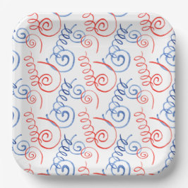 PRATO DE PAPEL PATRIÓTICO VERMELHO BRANCO AZUL FESTIVE STREAMAMES