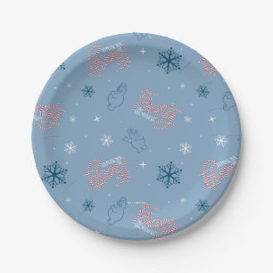 Prato De Papel Patterno de Neve Azul Snowman