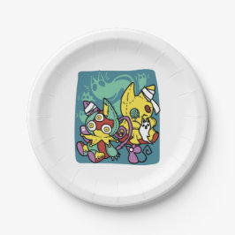 Prato De Papel Paw-sitively Frightful | Monstrous Cats Halloween 