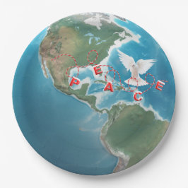 Prato De Papel Paz de Natal com Dove Branca