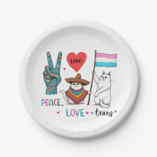 Prato De Papel Paz e Transgênero LGBTQ Trans