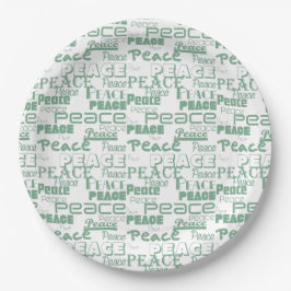 Prato De Papel Paz Inspiradora Verde Branco