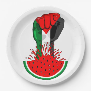 Prato De Papel Pé de resistência da Palestina em Watermelon