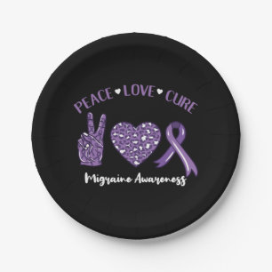 Prato De Papel Peace Love Cure Migraine Awarness