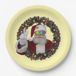 Prato De Papel Peace Santa Wreath Plate
