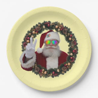 Prato De Papel Peace Santa Wreath Plate
