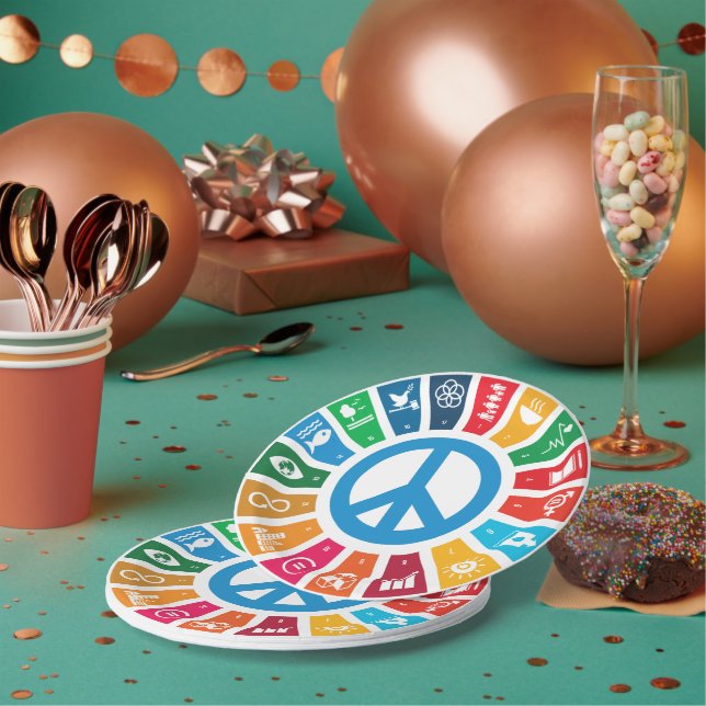 Prato De Papel Peace Sustainability Goals Eco-Friendly Party Pack (Múltiplo)
